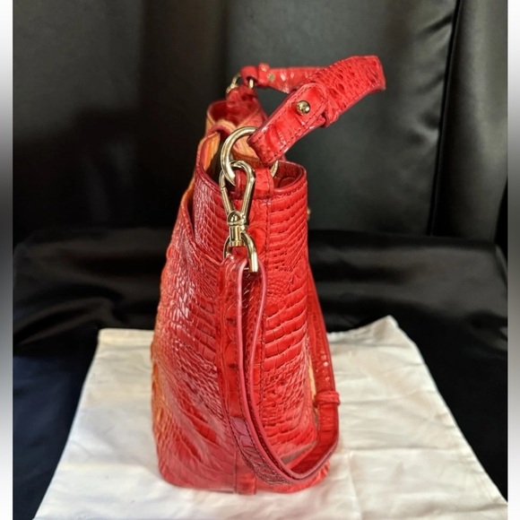 Brahmin Red and Orange Croc-Embossed Women's Bag - Picture 9 of 12